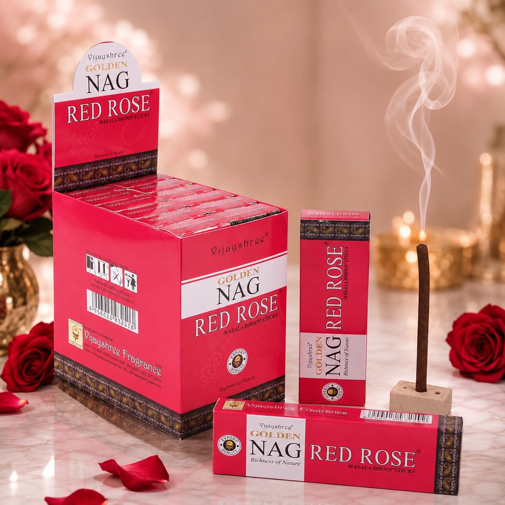 Golden Nag Red Rose Dhoop Sticks