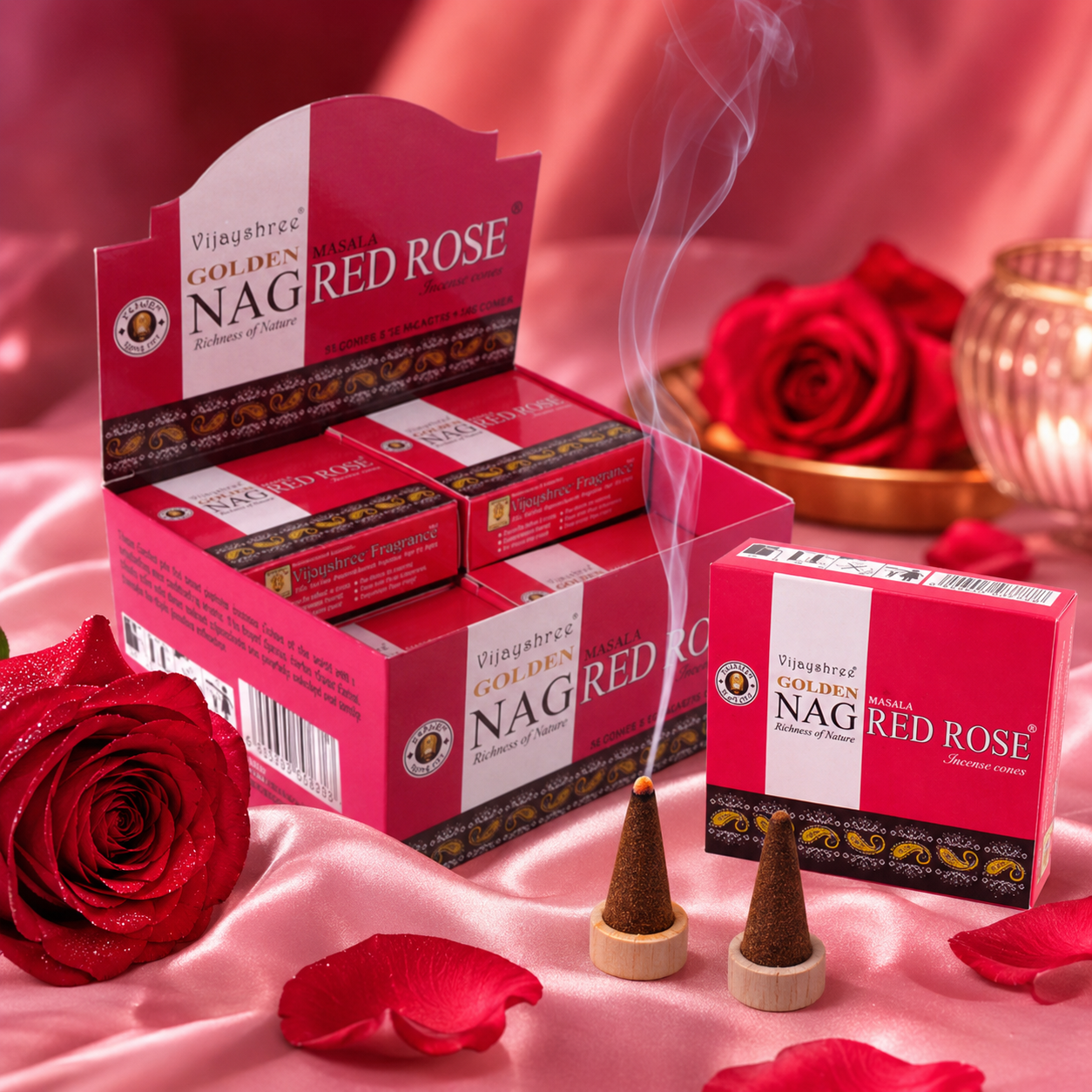 Golden Nag Red Rose Incense Cones
