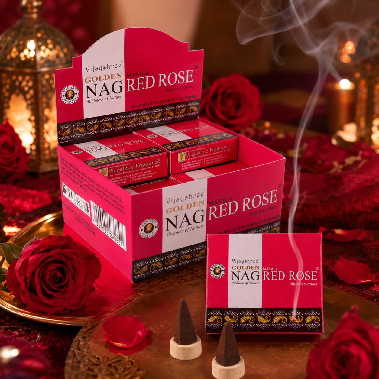 Golden Nag Red Rose Incense Cones