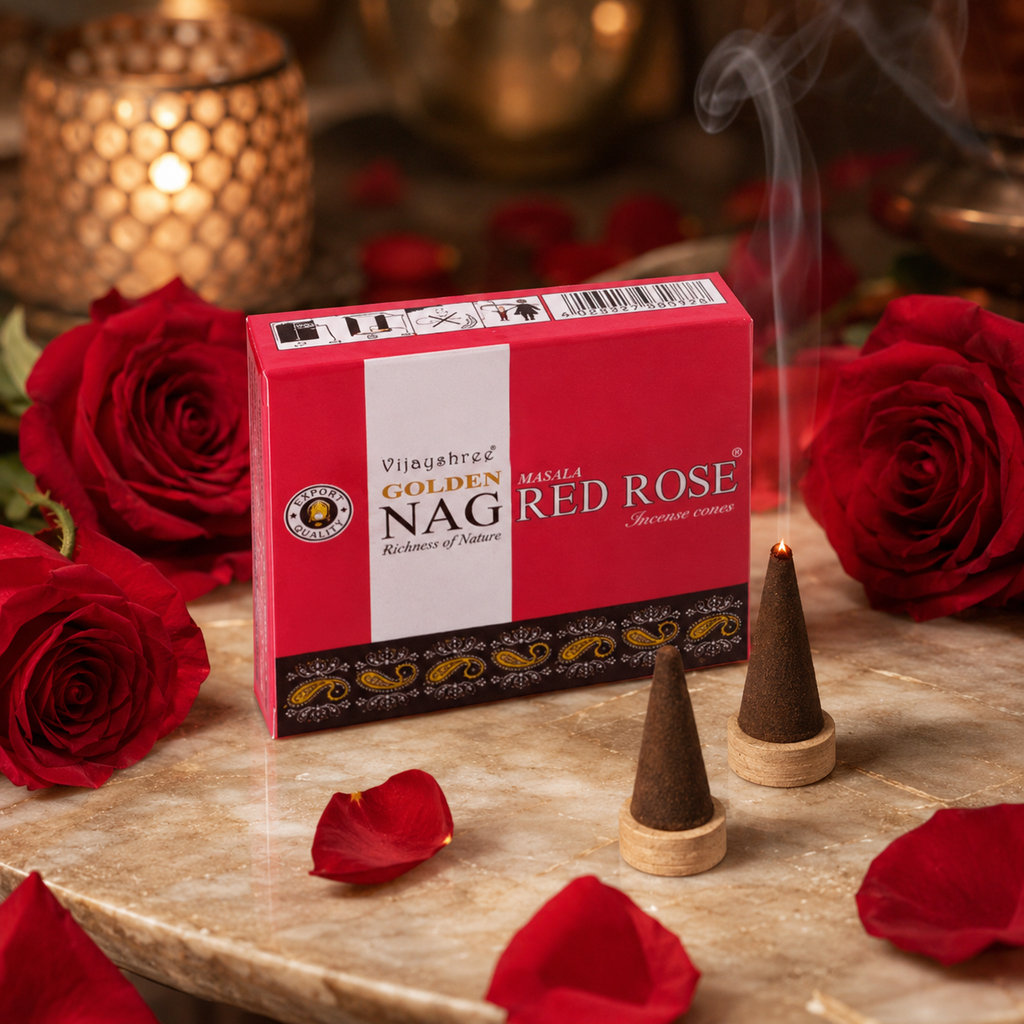 Golden Nag Red Rose Incense Cones