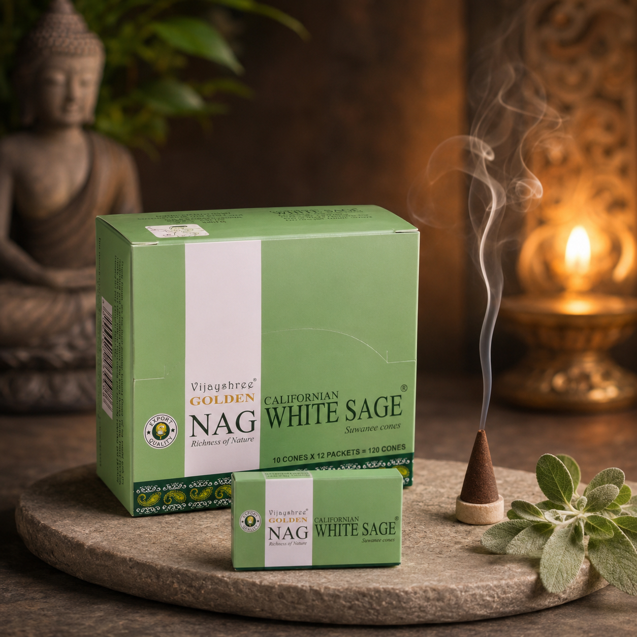 Golden Nag White Sage Incense Cones