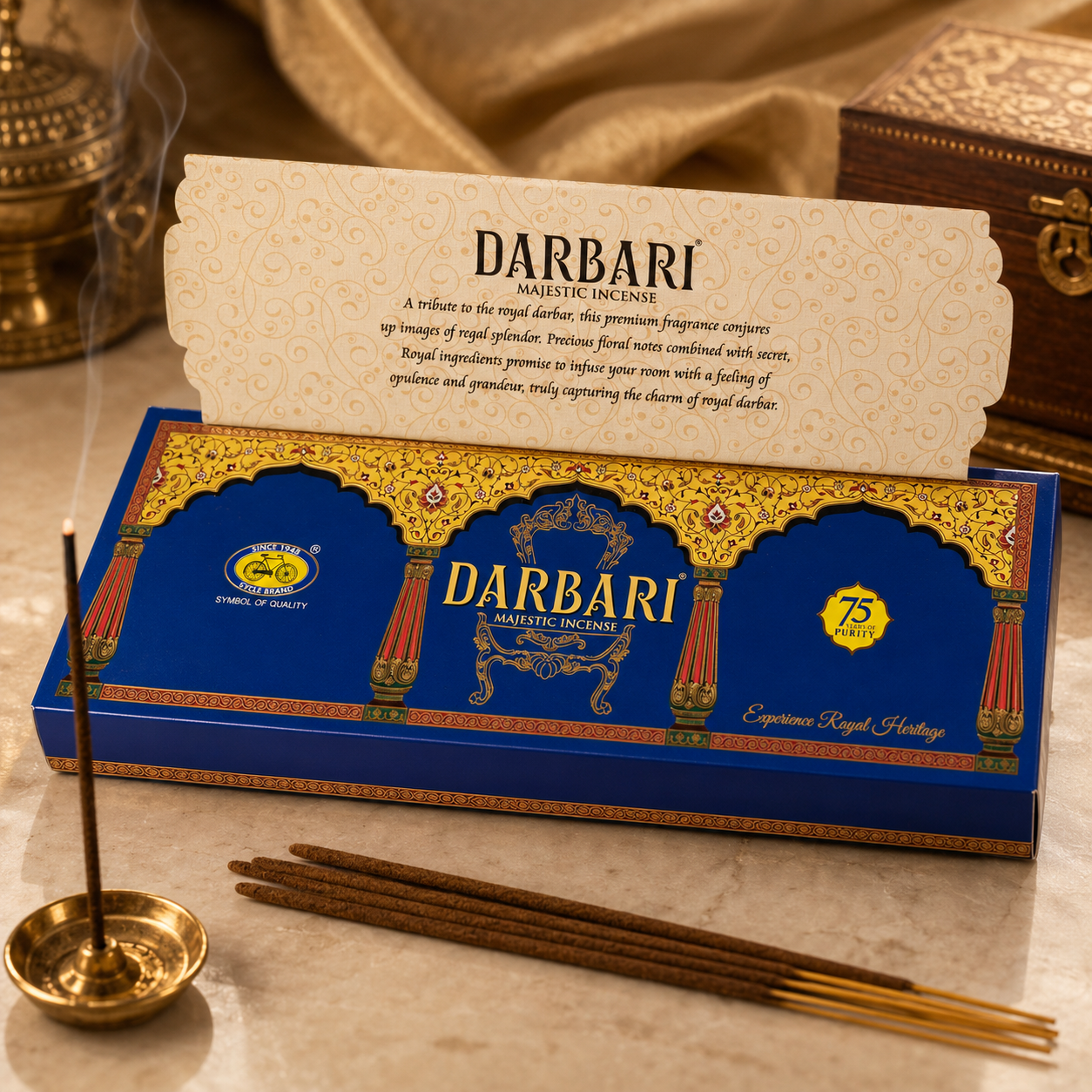 Cycle Darbari Majestic Incense Sticks – 24 Sticks + Free Matchbox & Incense Holder
