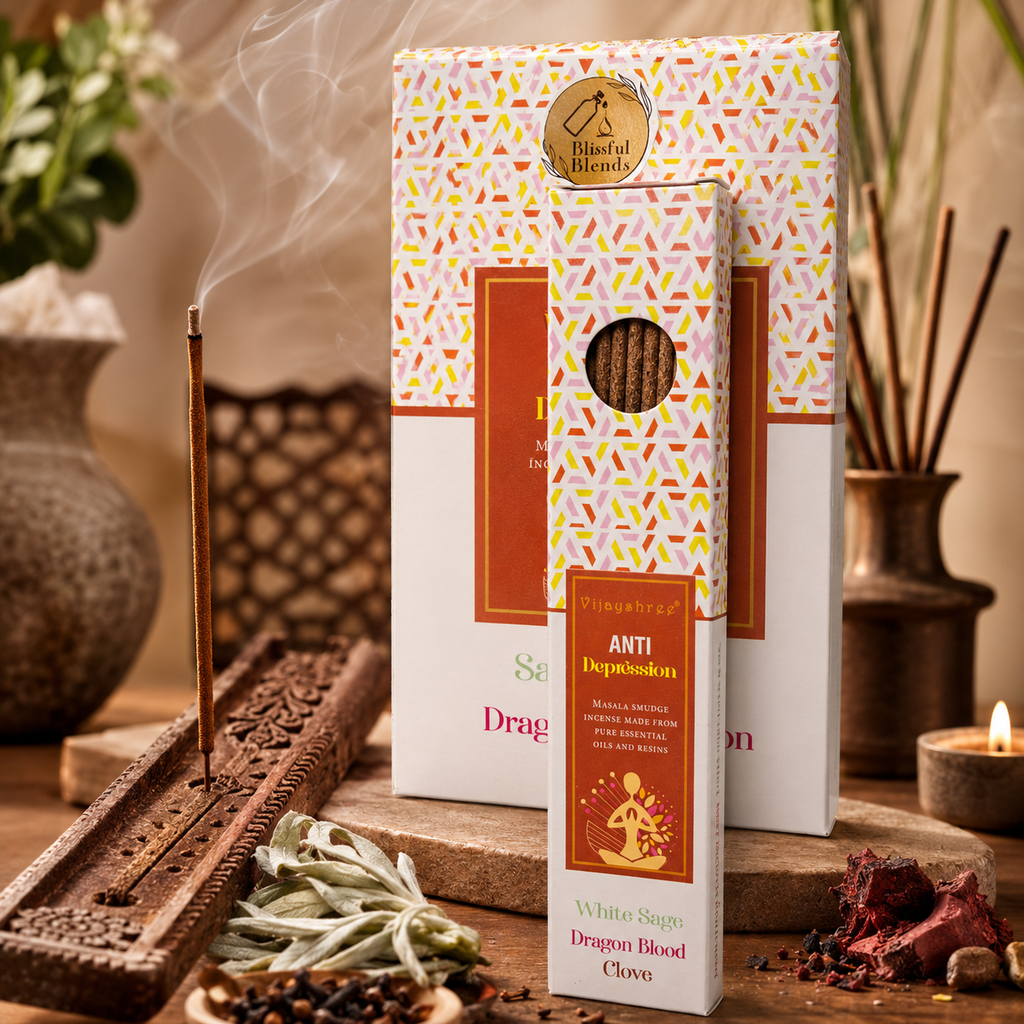 Vijayshree Anti Depression Incense Sticks – White Sage, Dragon Blood & Clove (25g)