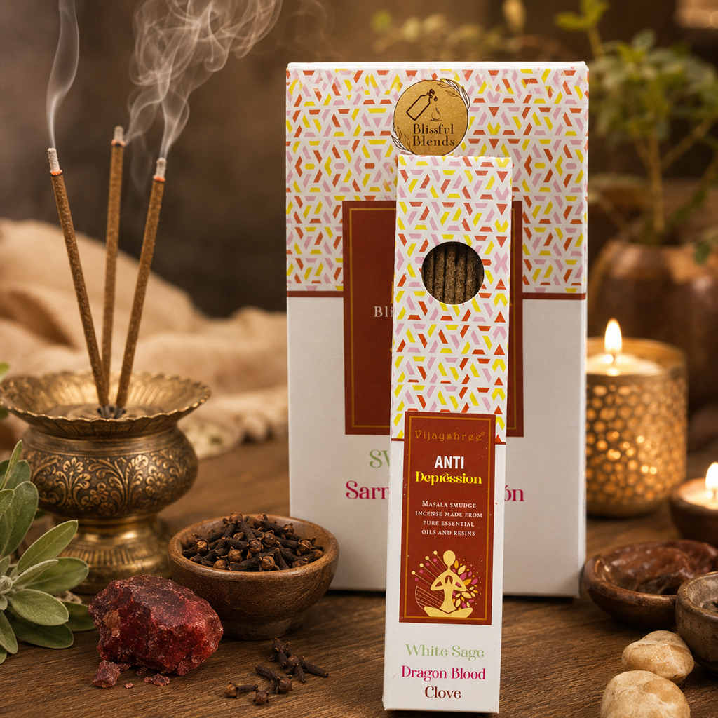 Vijayshree Anti Depression Incense Sticks – White Sage, Dragon Blood & Clove (25g)