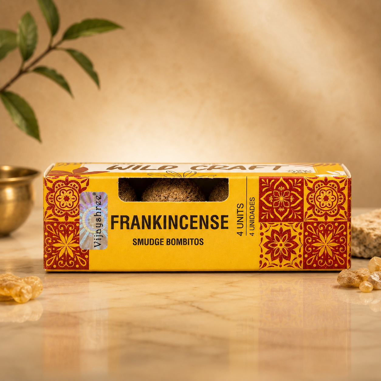 Vijayshree Frankincense Smudge Bombitos – Carbon Free Spiritual Spheres (Pack of 4)