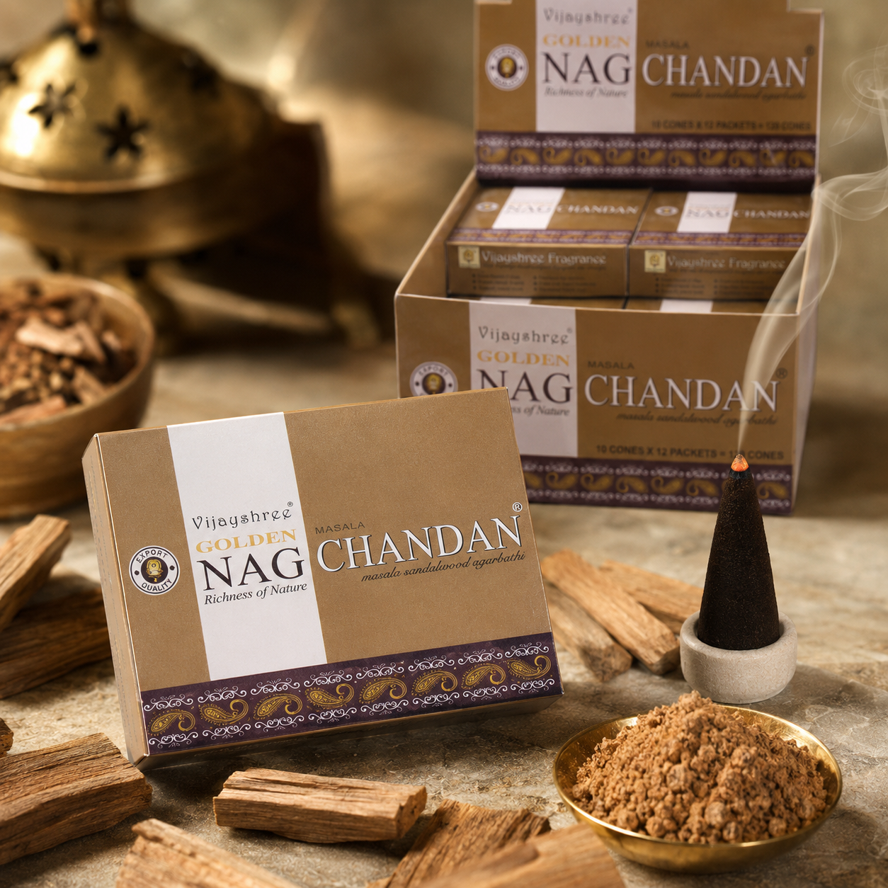 Golden Nag Chandan Incense Cones