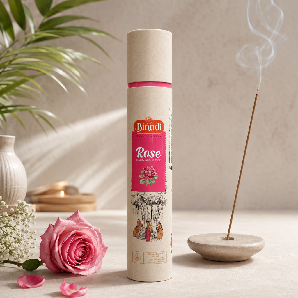 Binndi Rose Luxury Incense Sticks – Elegant Floral Fragrance (25 Sticks)