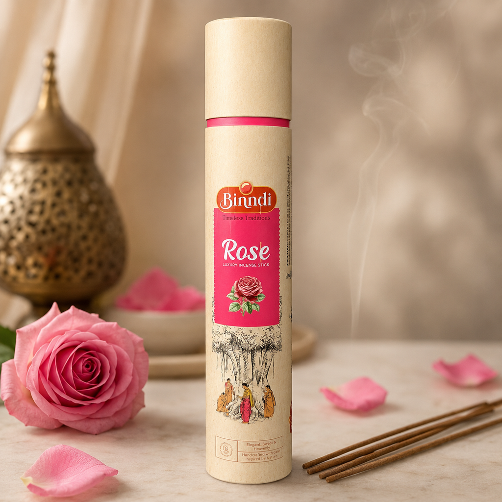 Binndi Rose Luxury Incense Sticks – Elegant Floral Fragrance (25 Sticks)
