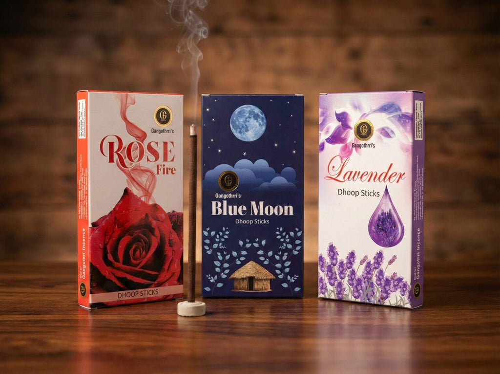 King-Size Floral Symphony: Bambooless Dhoop Sticks (Rose, Lavender, Blue Moon)