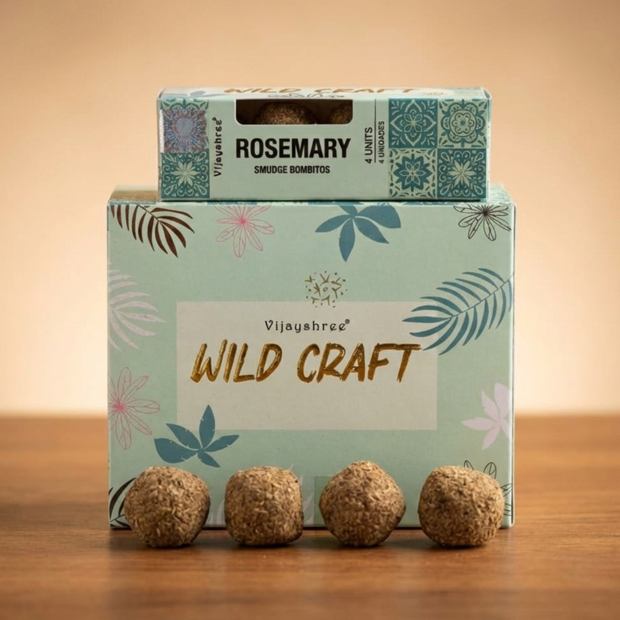 Vijayshree Rosemary Smudge Bombitos – Carbon Free Herbal Spheres for Focus & Clarity (Pack of 4)