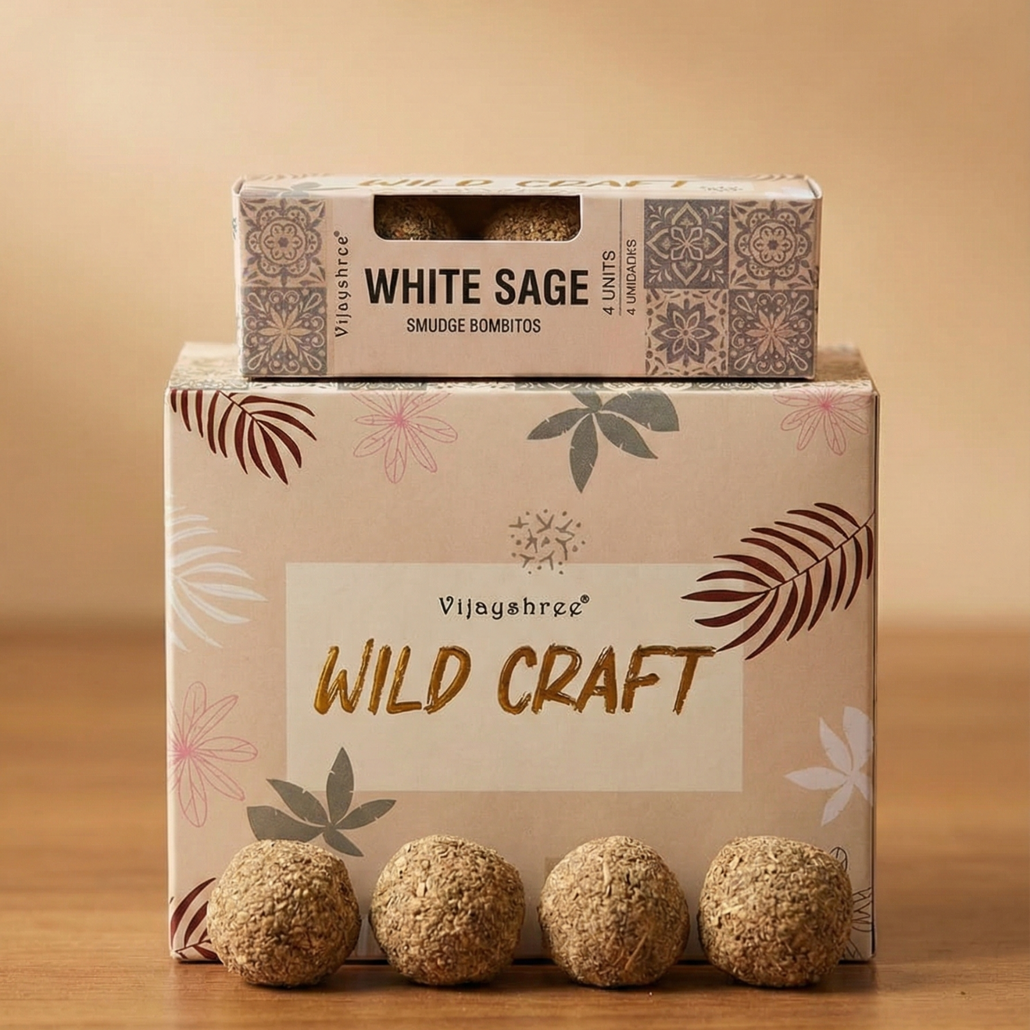 Vijayshree White Sage Smudge Bombitos – Carbon Free Purification Spheres (Pack of 4)