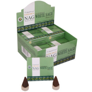 Vijayshree Golden Nag white sage incense cones