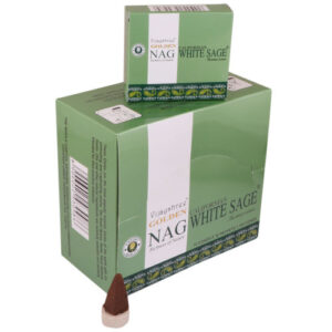 Vijayshree Golden Nag white sage incense cones