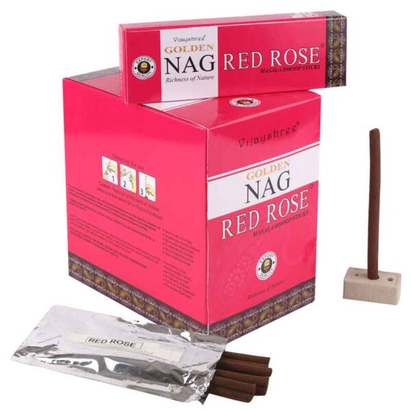 GOLDEN NAG RED ROSE DHOOP STICKS